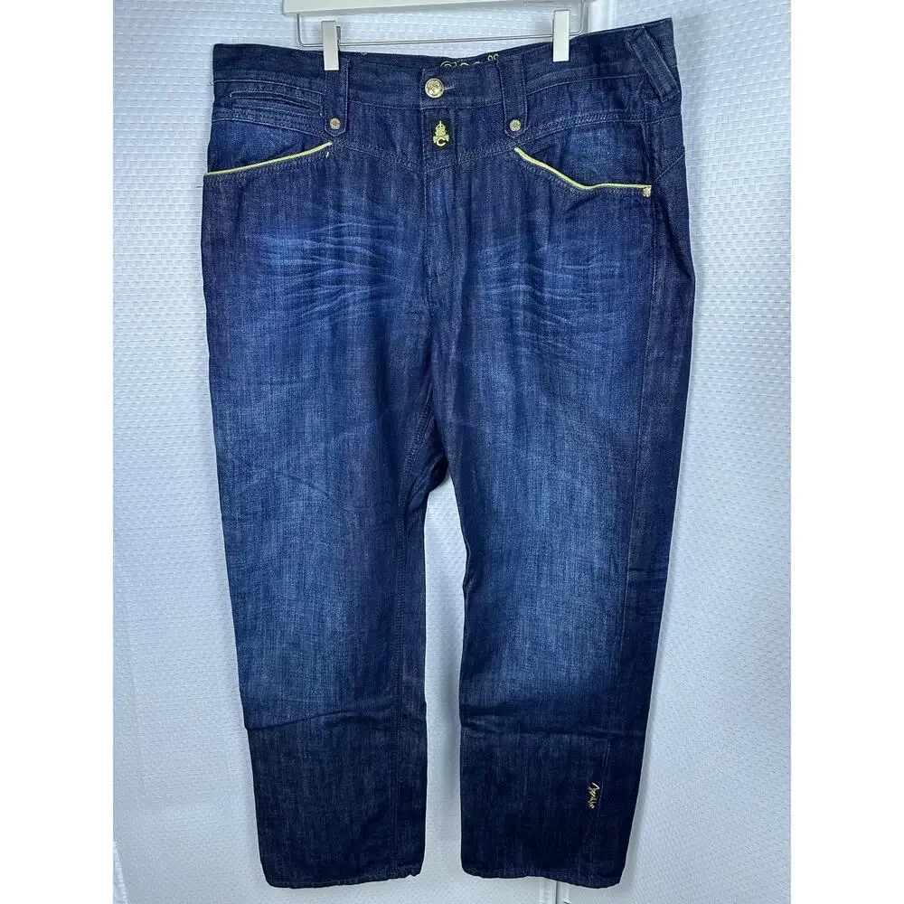 Coogi Authentic Denim Blu Jeans Mens Size 42 x 35 Embroidered Pocket